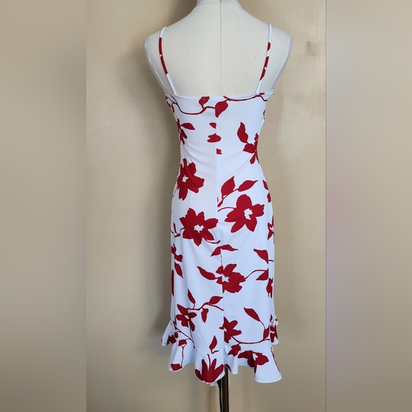 90's White/Red Floral Ruffle Dress, Women's S - Picture 3 of 9